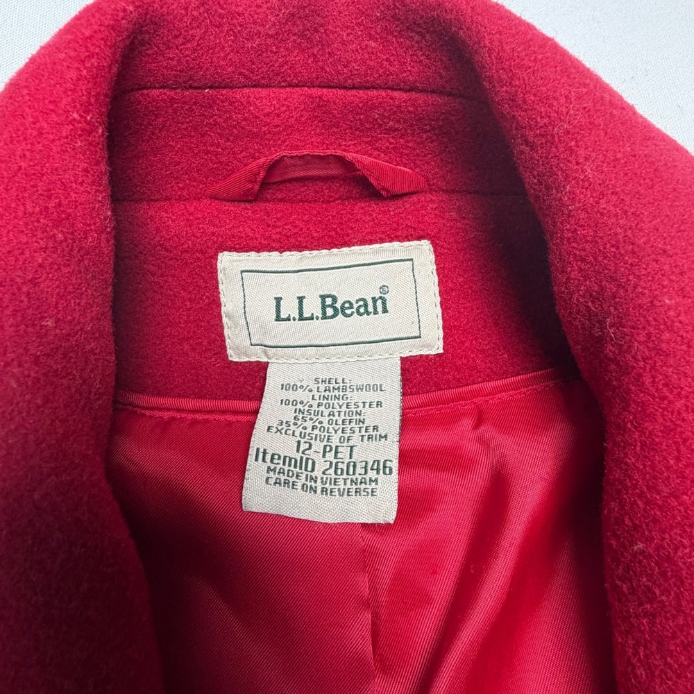 Red LL Bean Lambswool Thinsulate Coat 12P Petite Winter‎ Quiet Luxury Vintage - Picture 2 of 12